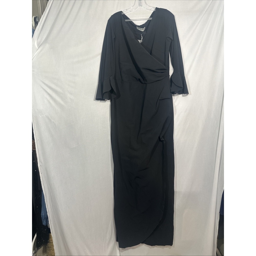 NWT $995 Chiara Boni La Petite Robe [ 52/ 16 ] Zalfa Ruched Gown in Black Q1257 - Picture 8 of 16